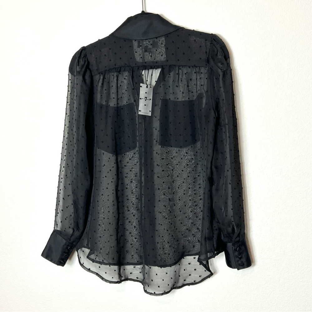 NWT 7 For All Mankind Swiss Dot Patch Pocket Top in Jet Black - Picture 6 of 7